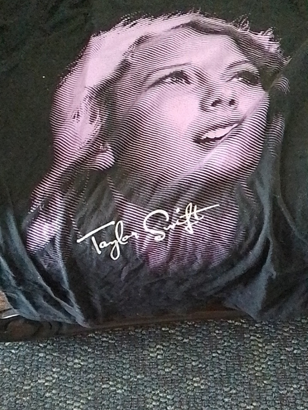 Taylor Swift Black Tee with Pink Portrait Graphic